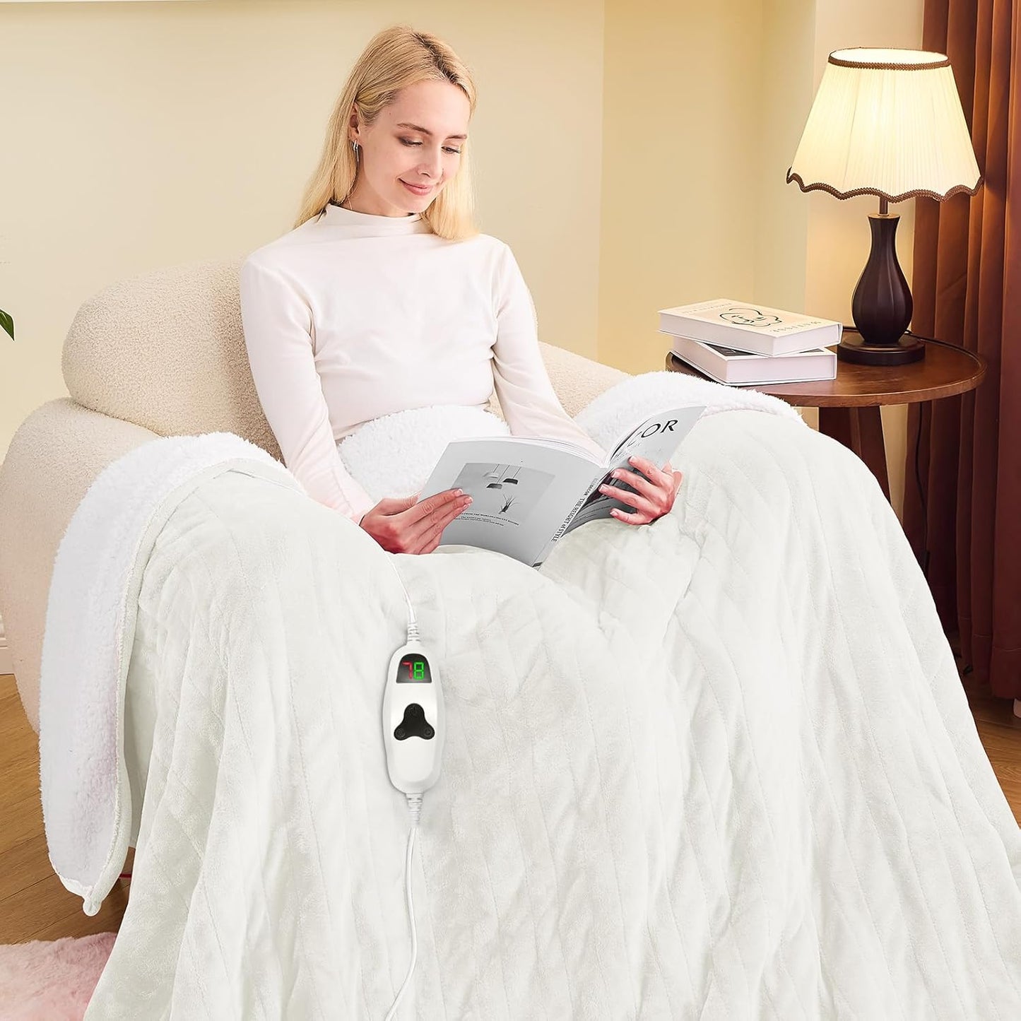 Greenoak Heated Blanket Electric Twin - Soft Flannel Sherpa