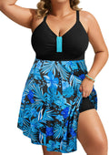 Plus Size Swim Dress Swimsuit One Piece - Flattering Tummy Control