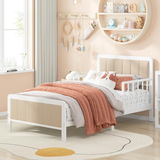 Timy Toddler Bed with Upholstered Headboard for Safe Sleep