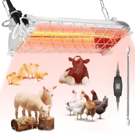 Large Chicken Coop Heater Lamp for 60 Chicks - 400W Carbon Fiber