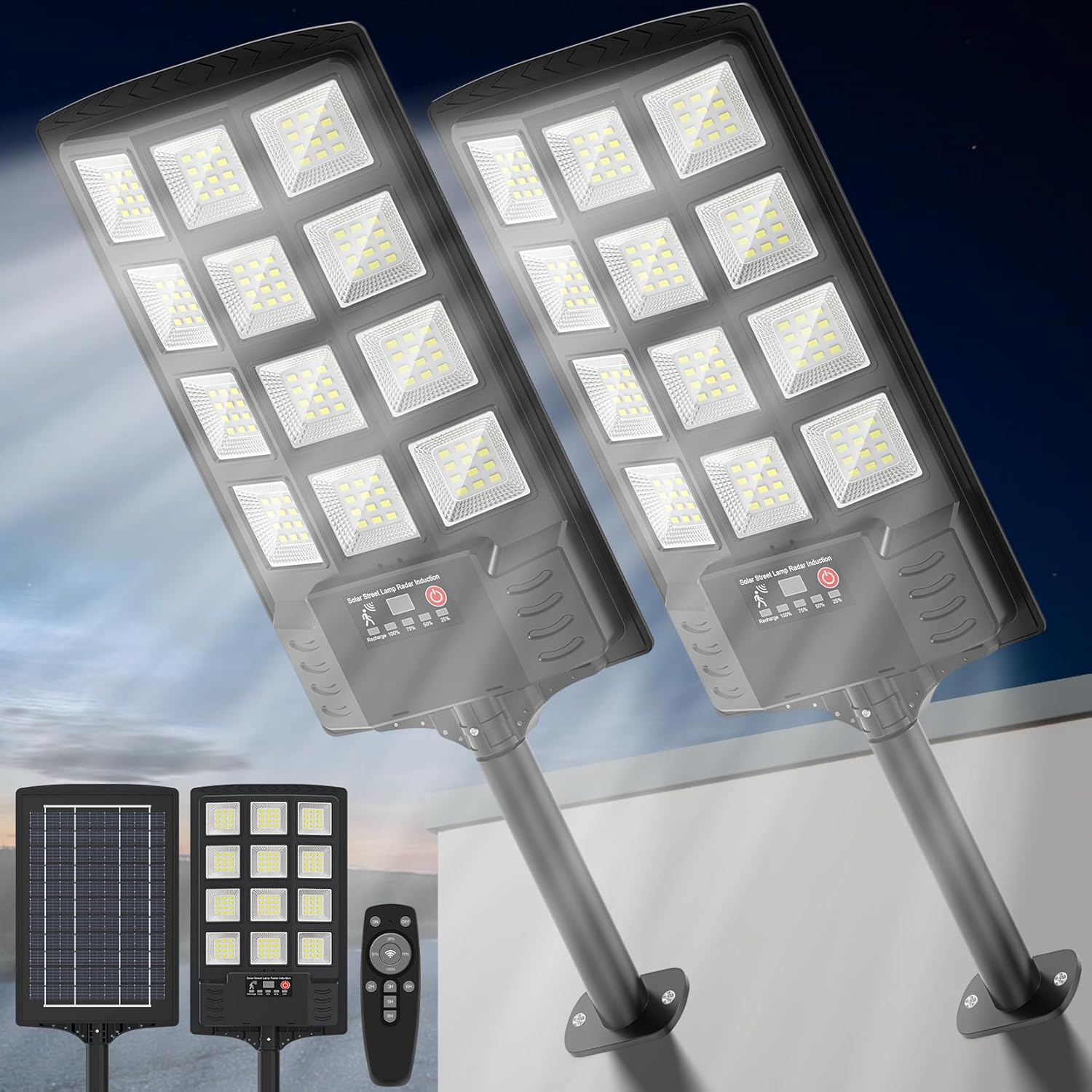 Solar Street Lights Outdoor Waterproof, 50000LM LED Flood Light