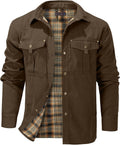 Flygo Mens Flannel Lined Shirt Jacket - Lightweight Western Layer roll