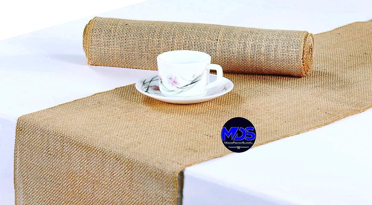 MDS 12 PCS Natural Burlap Table Runners for Rustic Decor