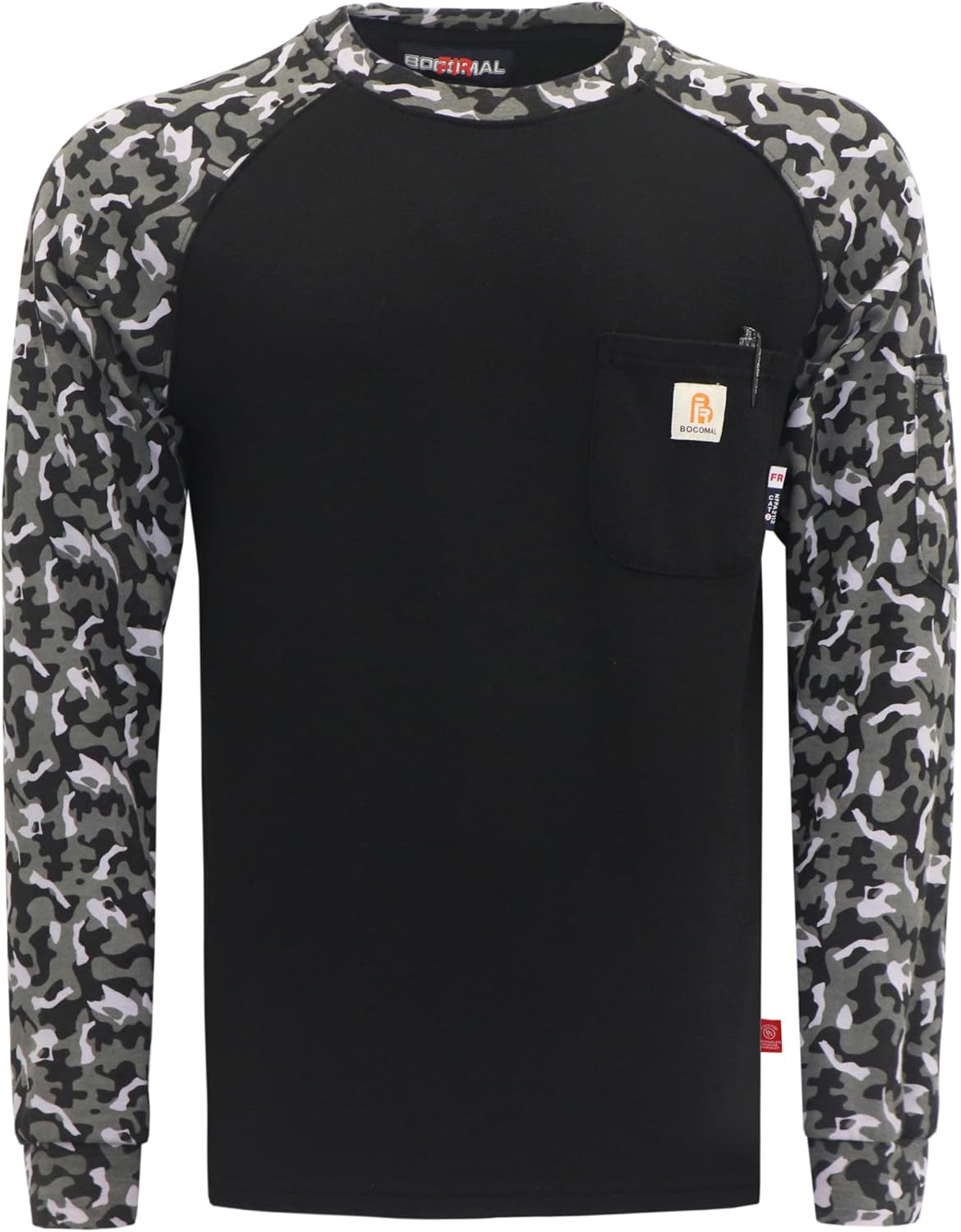 BOCOMAL FR Shirts Crewneck Flame Resistant Work Shirt for Men