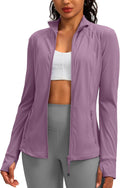 Women's Workout Jackets with 4 Pockets Zip Up Slim Fit Soft Fall feels