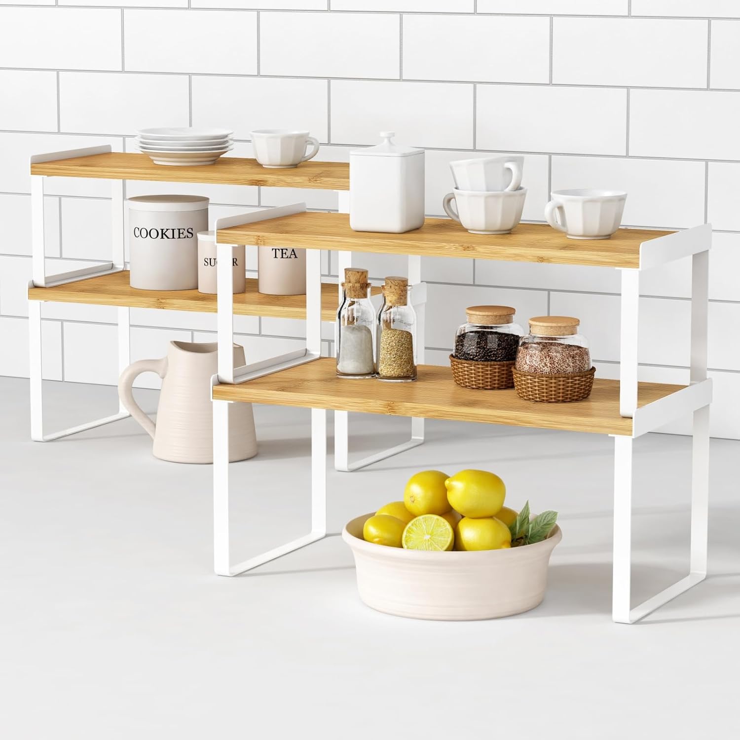 Kitchen Cabinet Organizer Shelf Set of 4 for Efficient Storage