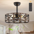 20 Inch Fandelier Caged Ceiling Fan with Light - Quiet Farmhouse Style