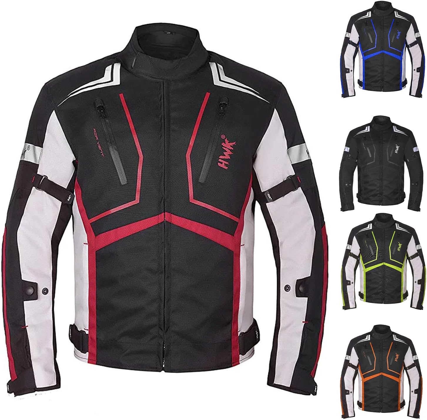 HWK Scorpion Motorcycle Jacket for Men and Women - Red XL