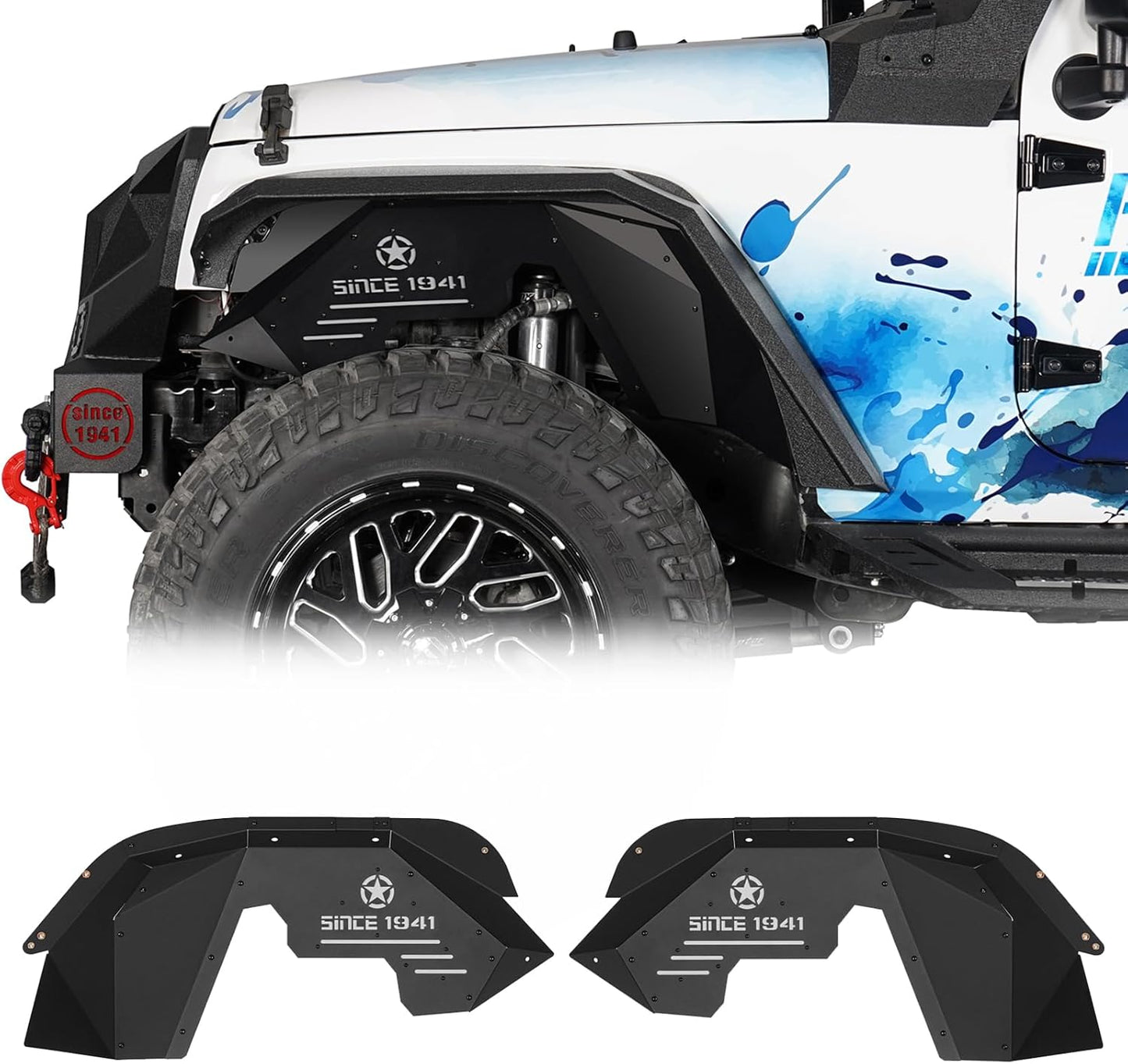 Hooke Road Aluminum Front Inner Fender Liners for Jeep Wrangler