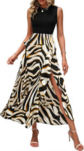 BTFBM Women Casual Sleeveless Summer Dress - Flowy Patchwork Midi