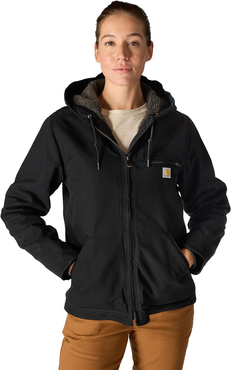 Carhartt Women's Loose Fit Washed Duck Jacket - Warm Sherpa Lining