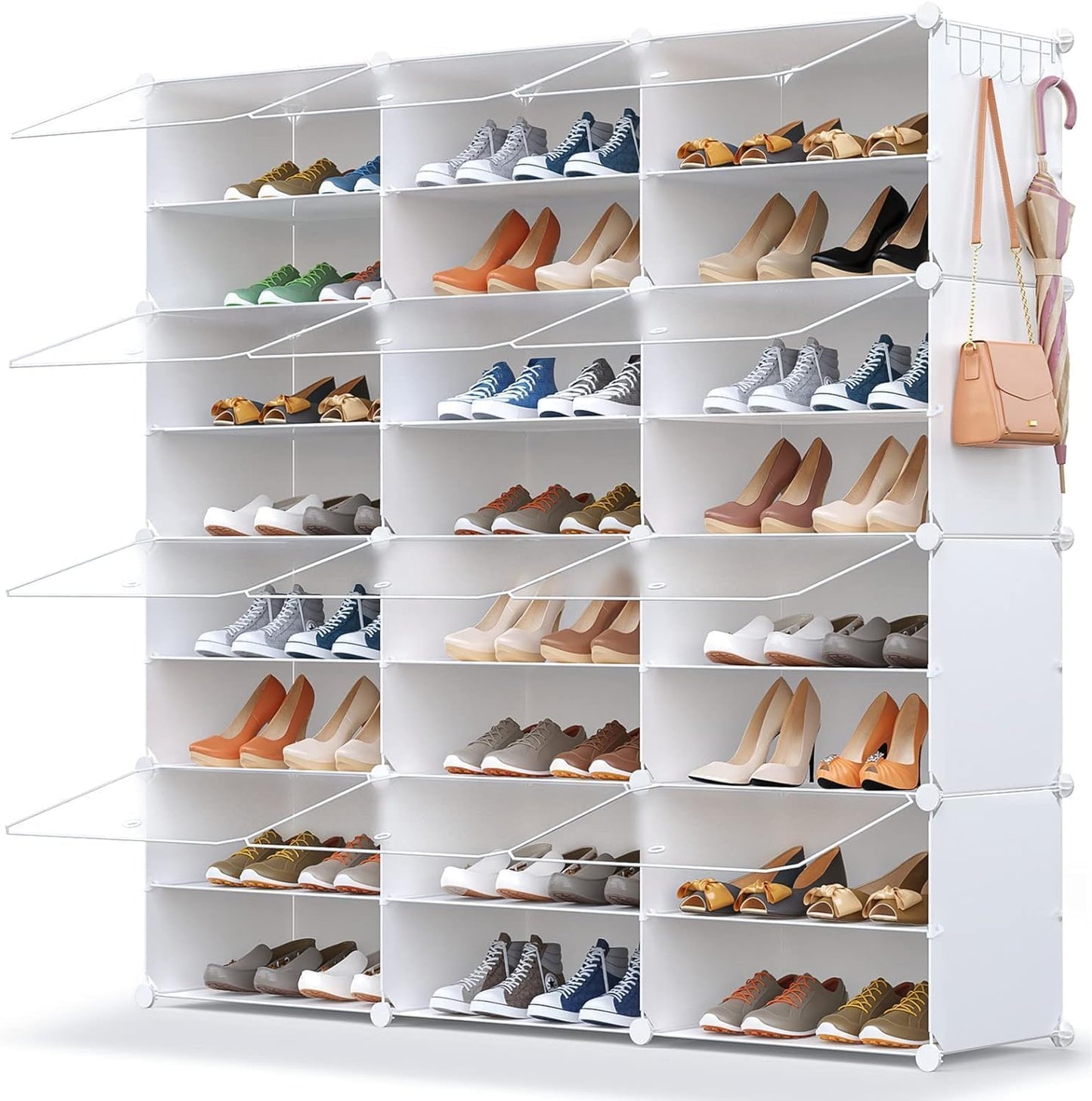 48 Pairs Shoe Rack Organizer for Closet with Door and Shelves