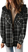 Dokotoo Womens Plaid Shacket Jacket Hooded Fleece Coat (Style 8SKD)