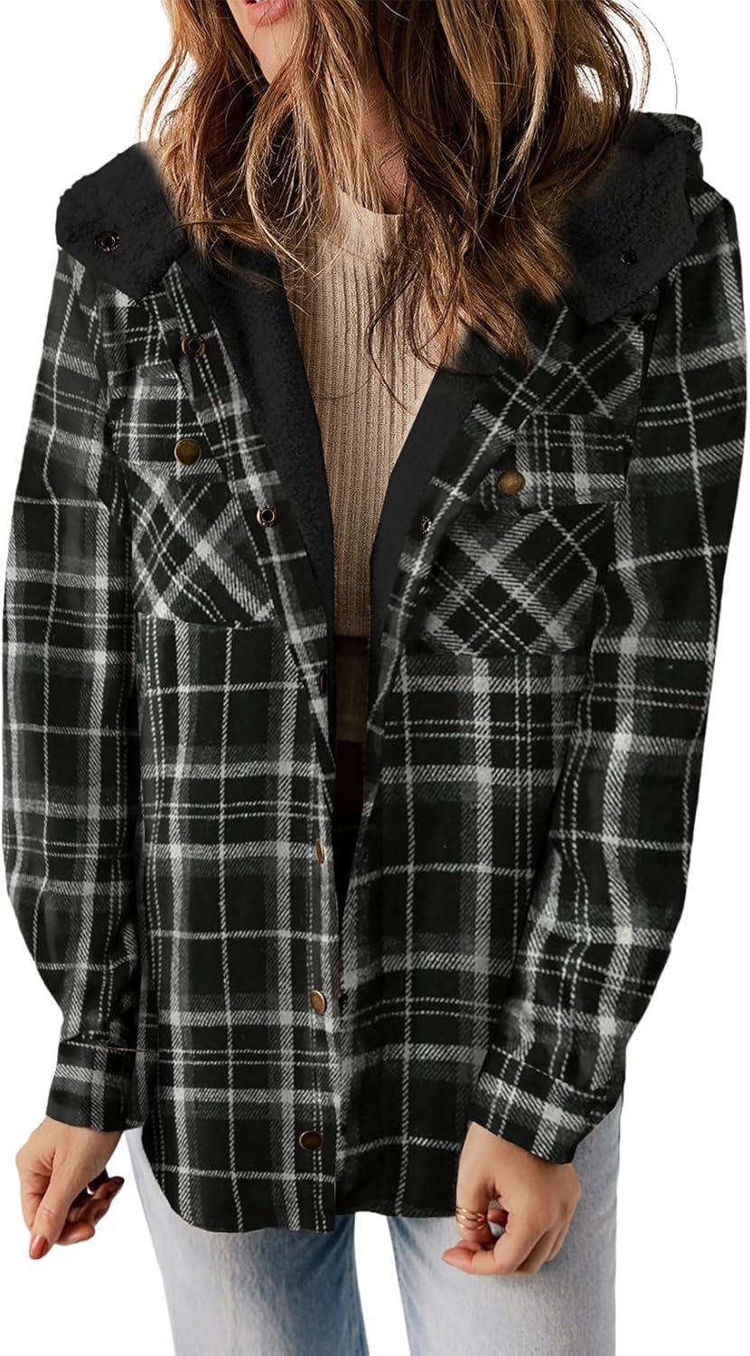 Dokotoo Womens Plaid Shacket Jacket for Cozy Fall Style
