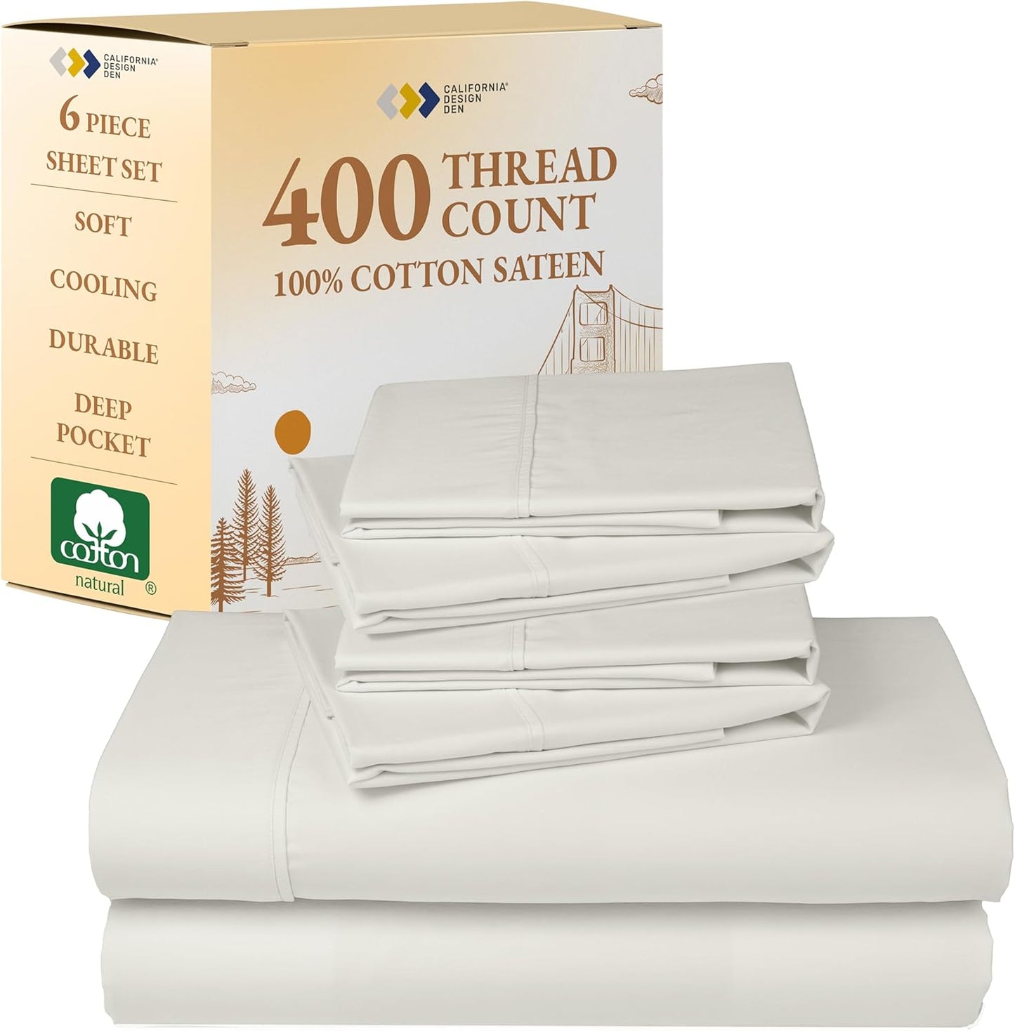 California Design Den King Size Sheet Set - Soft 400 Thread Count