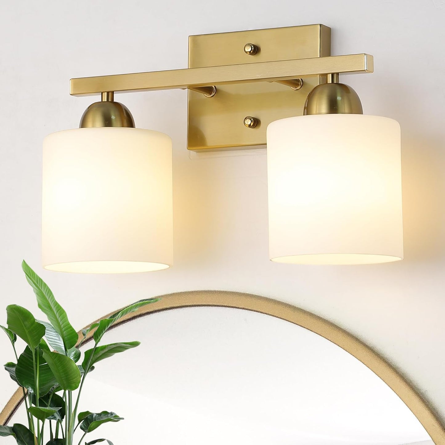 Stainless Steel Milk Glass Vanity Lights for Modern Bathrooms