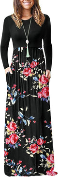 Women's Long Sleeve Maxi Dress Loose Plain Casual Maxi Dress