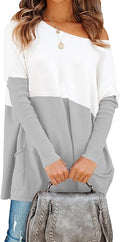 PRETTYGARDEN Womens Loose Color Block Knit Pullover - Comfy Off