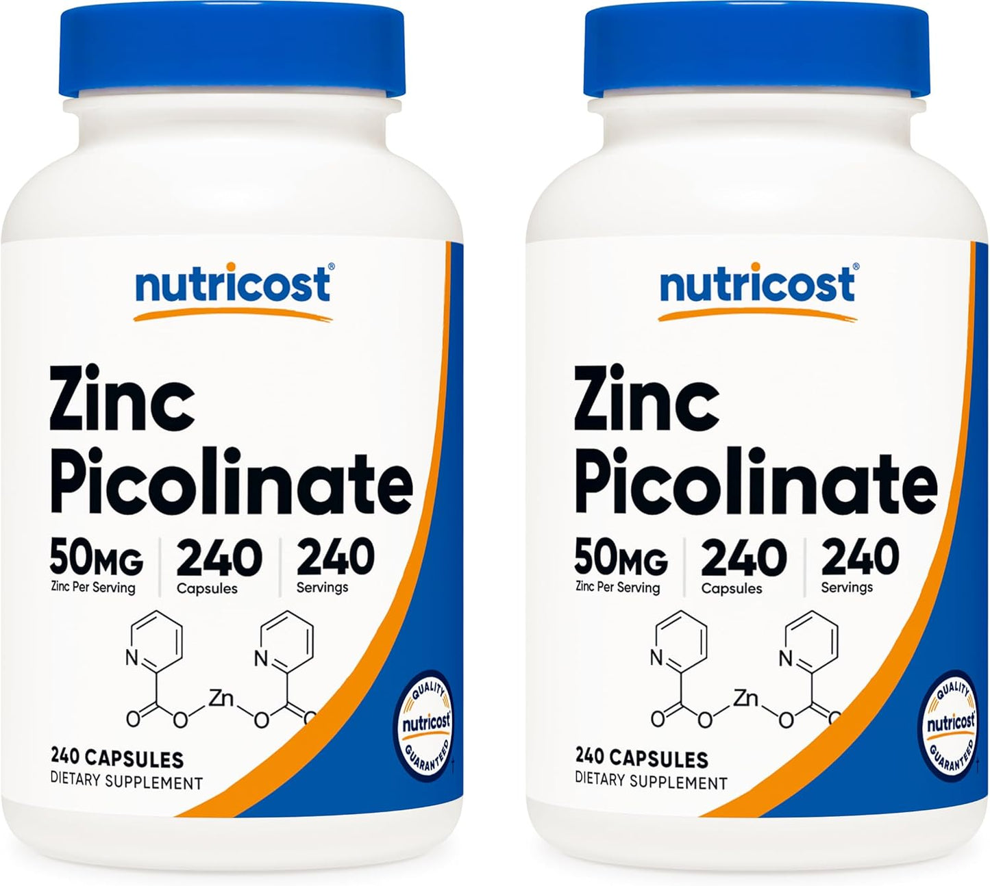 Nutricost Zinc Picolinate 50mg - 240 Vegetarian Capsules for Health