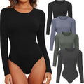 Womens Long Sleeve Bodysuit Crew Neck - Comfortable Second-Skin