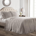 Ruffle Skirt Bedspread 3 Piece Set Queen Gray - Vintage Farmhouse