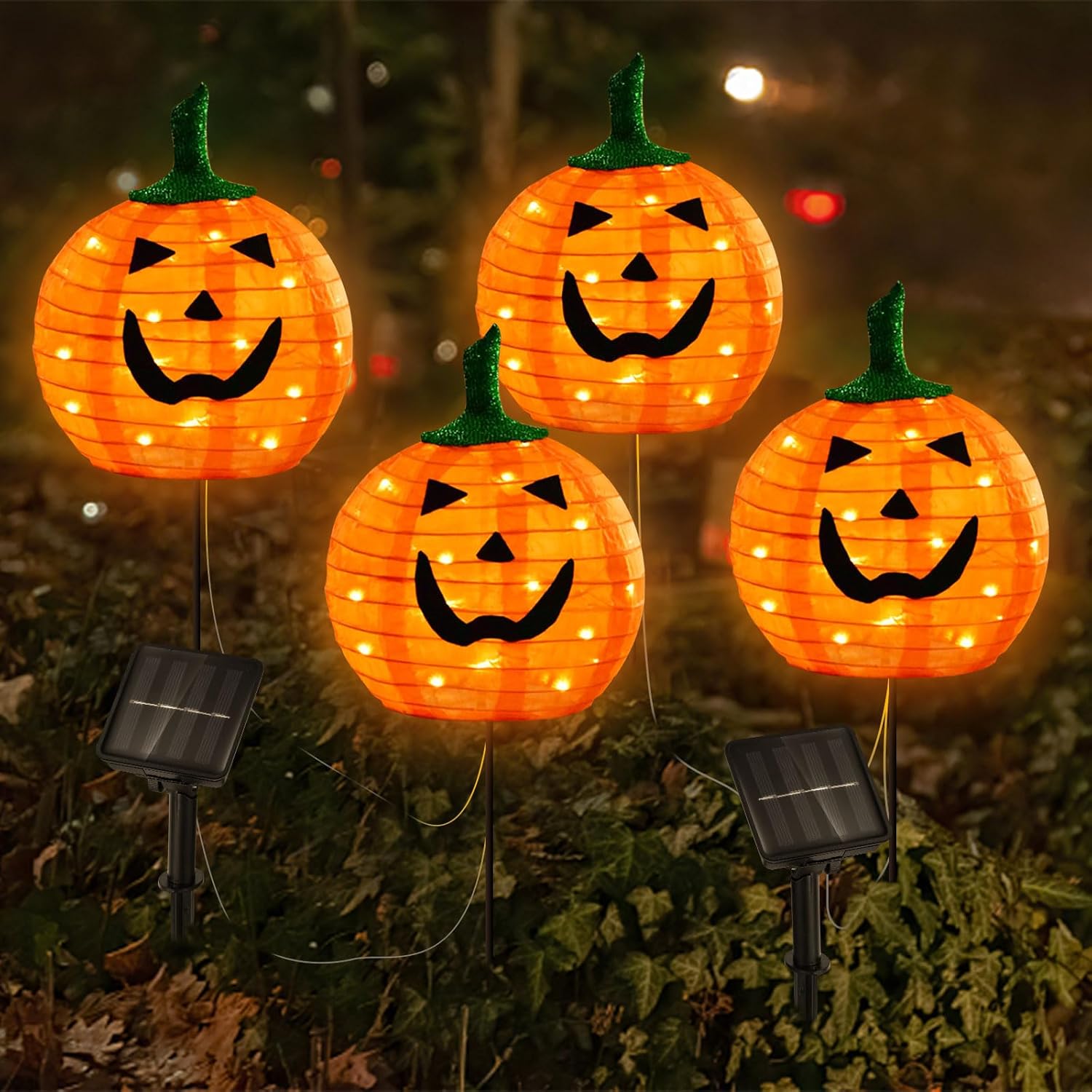 Solar Halloween Pumpkin LED Lights for Outdoor Decoration