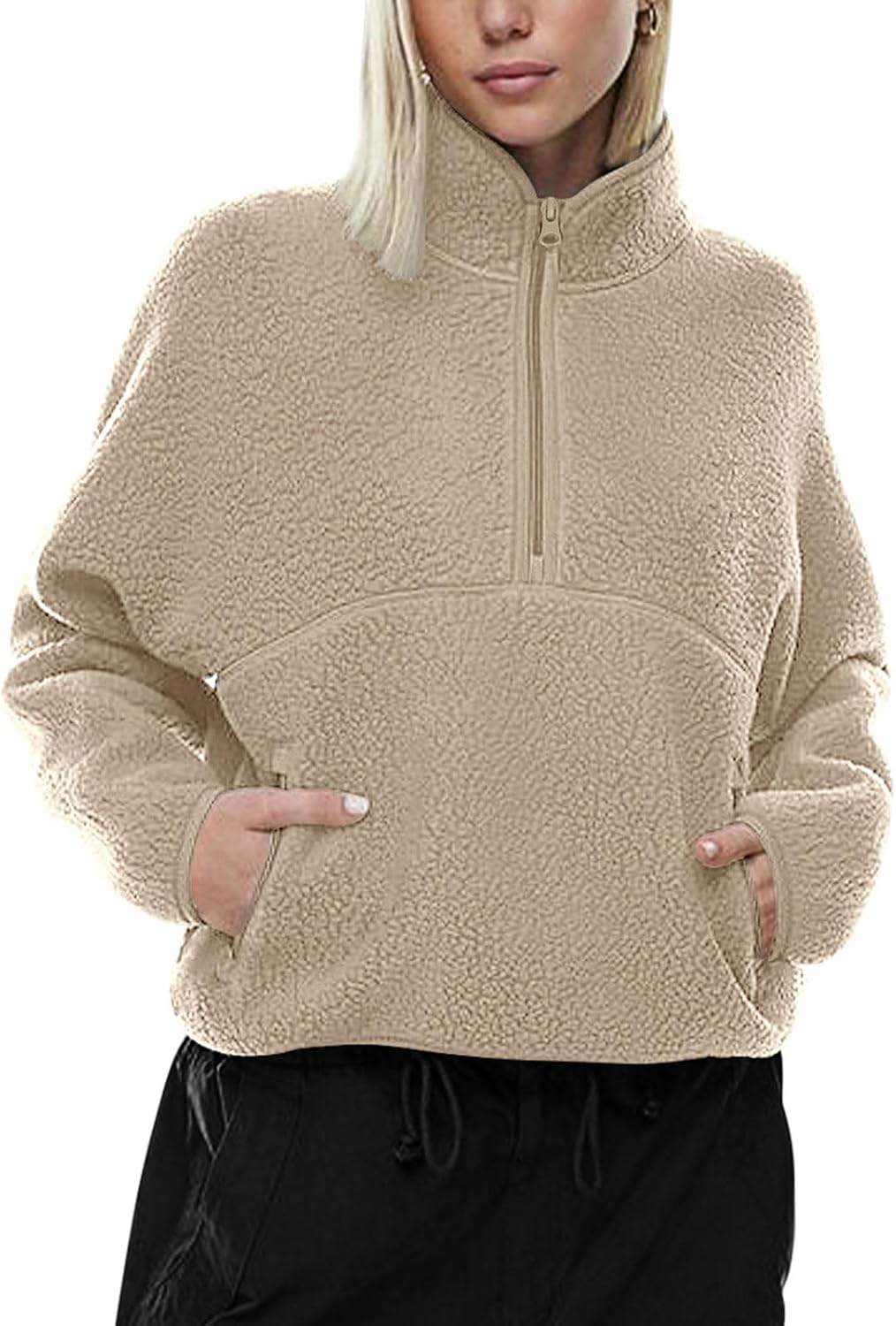 LASLULU Womens Half Zip Pullover Fleece Jacket for Winter