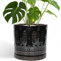 Ceramic Planter for Indoor Plants 10 in - Boho Drainage Pot