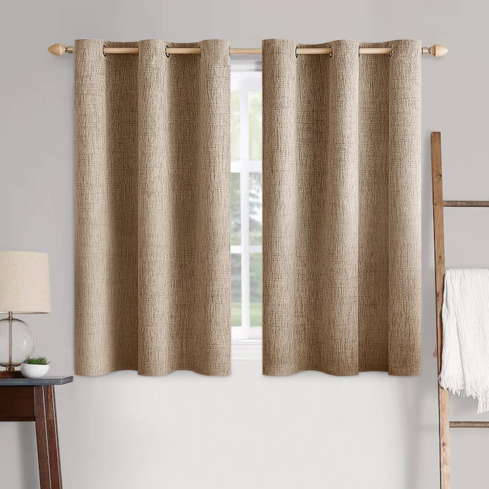 MIULEE Blackout Linen Textured Curtains for Bedroom & Living Room