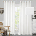 White Linen Curtains 84 in Light Filtering Window Panels - Natural