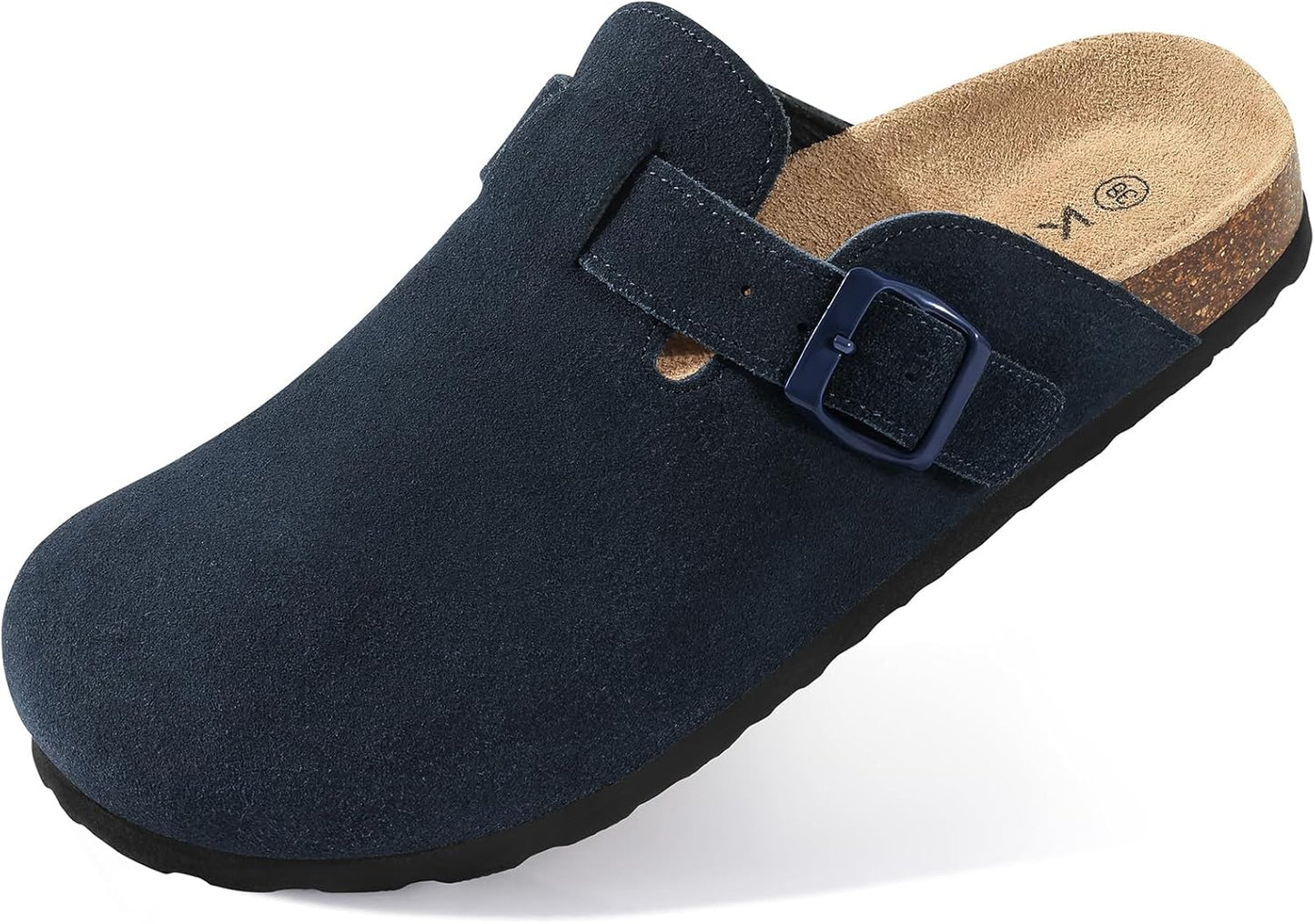 KIDMI Genuine Suede Clogs for Women with Cork Footbed Sandals