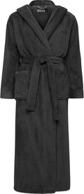 Plush Fleece Robe for Women Plus Size - Long Hooded Graphite