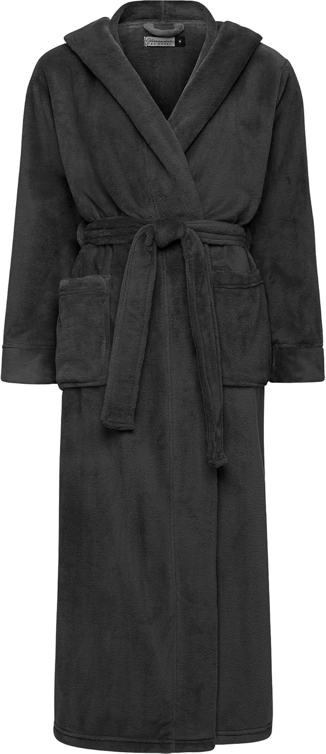 Plush Fleece Robe for Women - Long Hooded Bathrobe, Plus Size