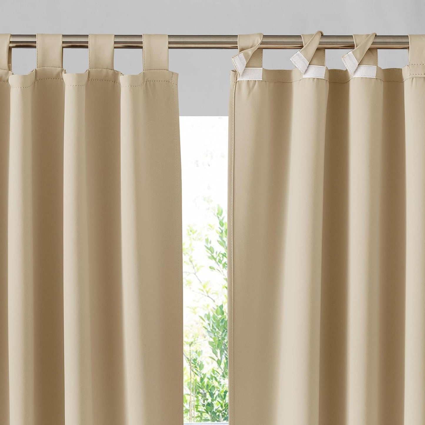 RYB HOME Outdoor Curtains for Patio - Waterproof Blackout Privacy