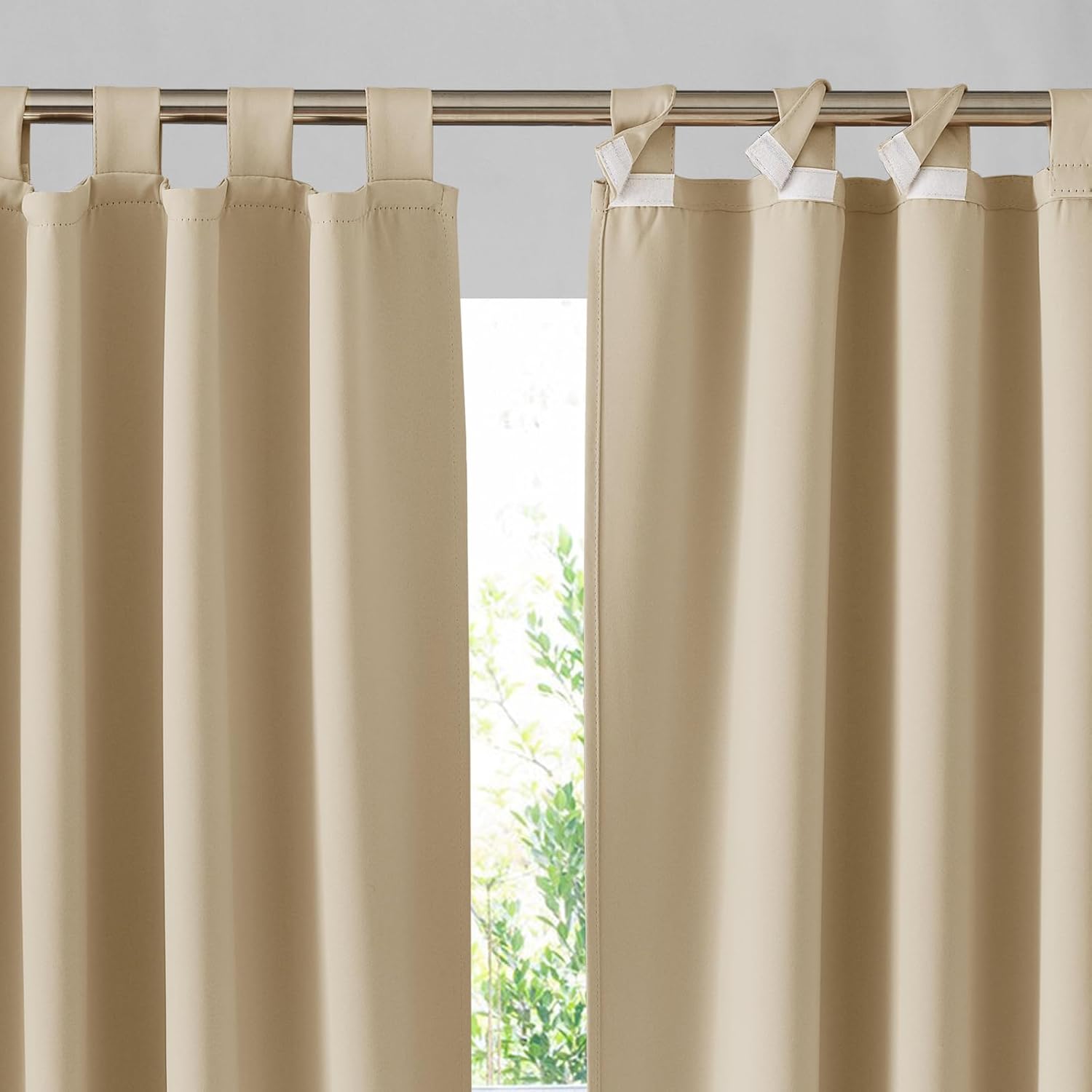 RYB HOME Outdoor Curtains for Patio - Waterproof Blackout Privacy