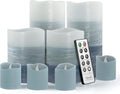 Blue Ombre Flameless Candles - 8-Piece Set with Remote
