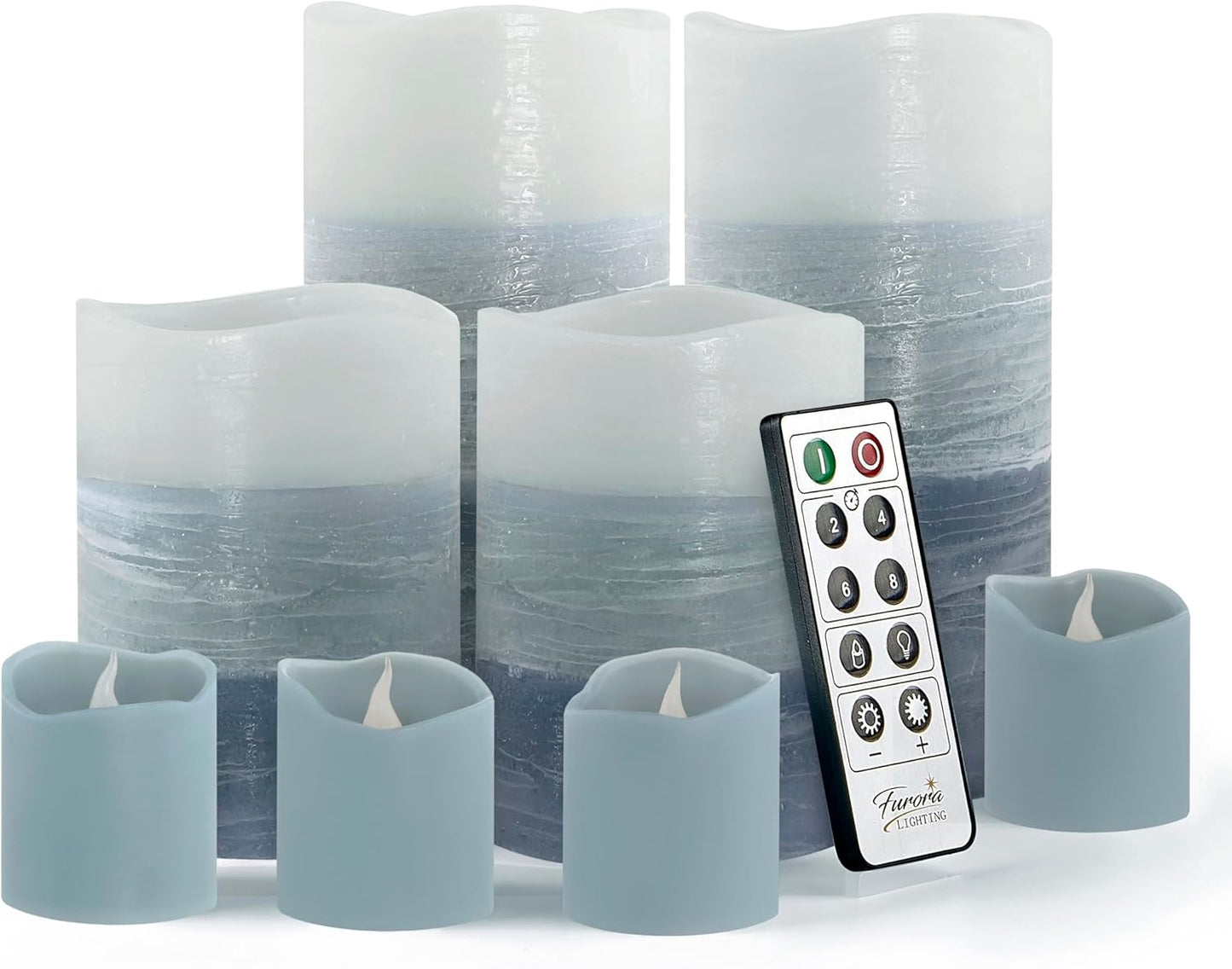 FURORA LIGHTING Blue Ombre Flameless Candles with Remote Control