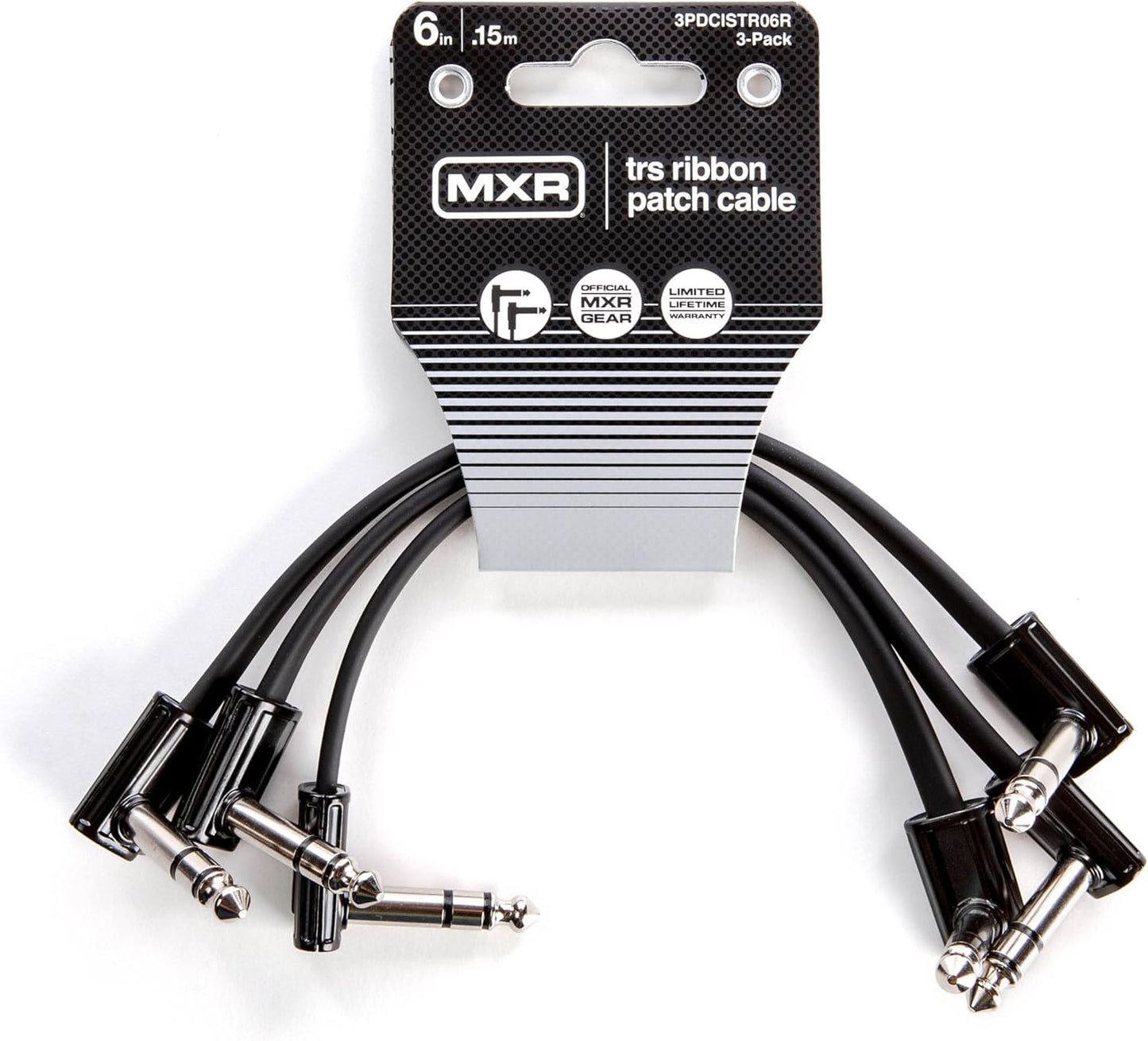 JIM DUNLOP 1/4-Inch Right Angle MXR Ribbon TRS Patch Cable 6 in