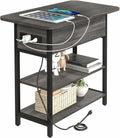 Yoobure End Table with Charging Station - Narrow Nightstand for Small