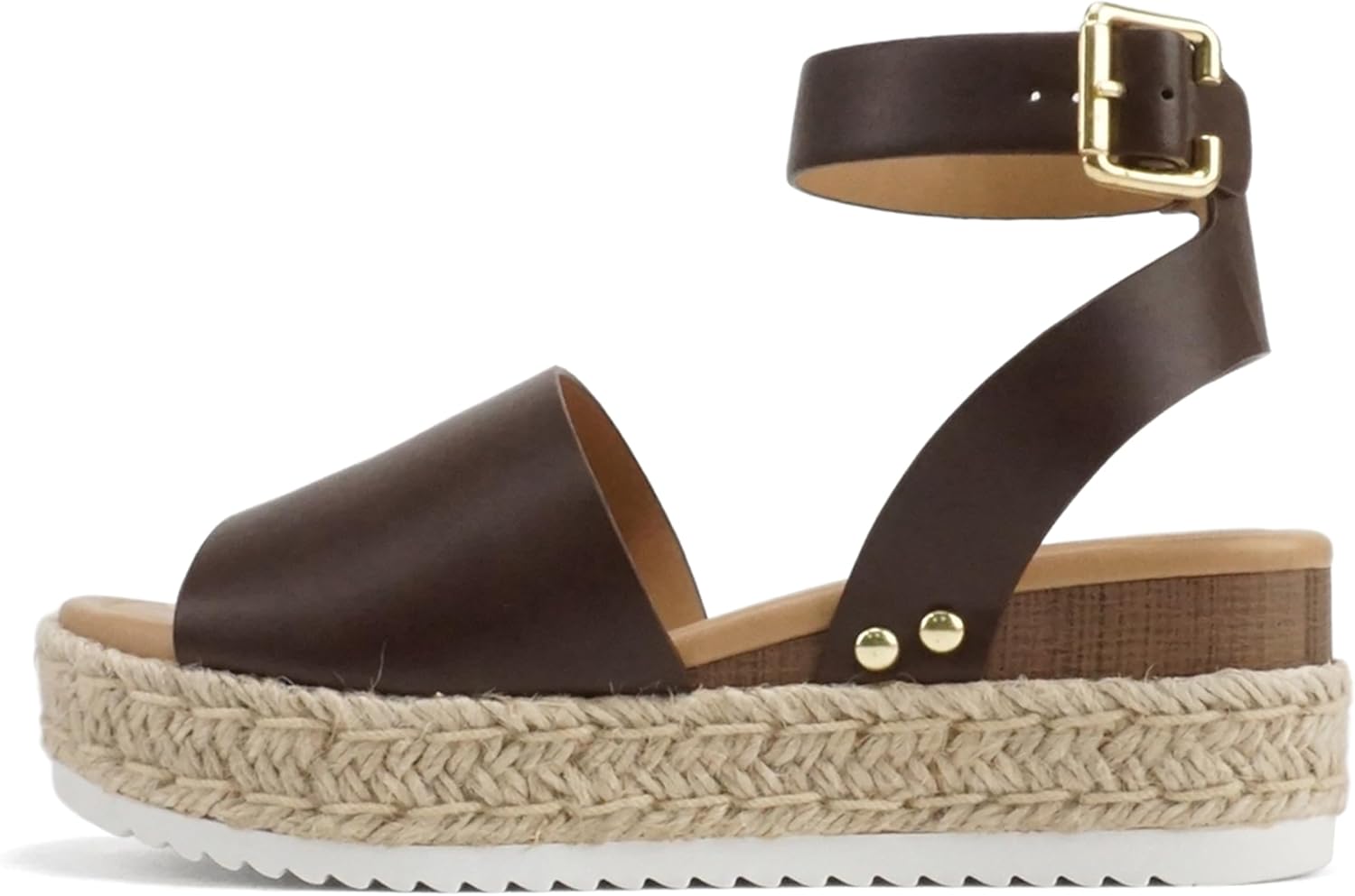 Soda Open Toe Buckle Ankle Strap Espadrilles Flatform Wedge Sandal