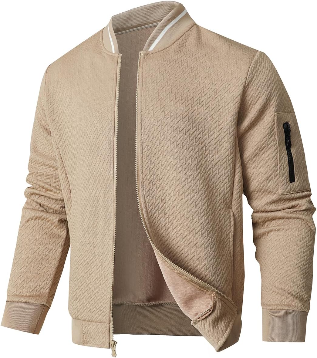 Mens Loose Fit Lightweight Bomber Jacket for Casual Style