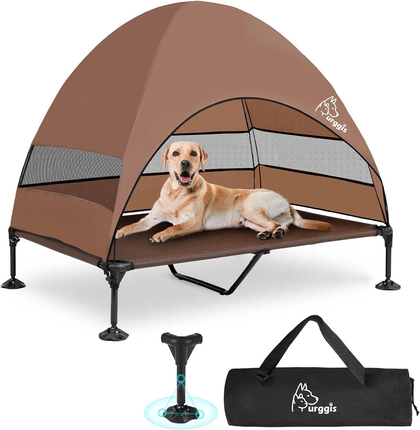 Upgraded Elevated Dog Bed with Canopy for Large Dogs Outdoors
