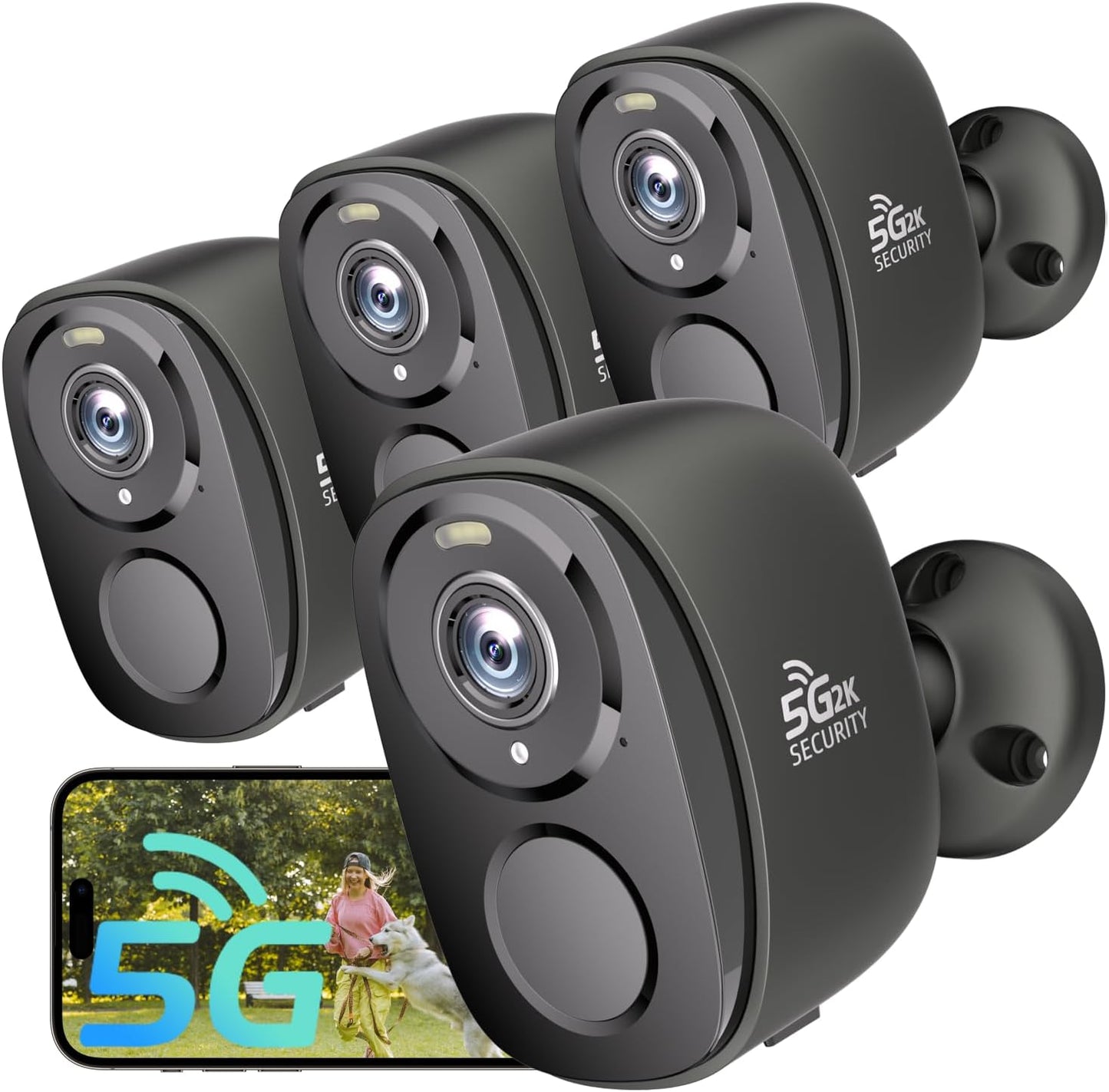 4PC 5G/2.4G Wireless Outdoor Security Cameras for Home Use