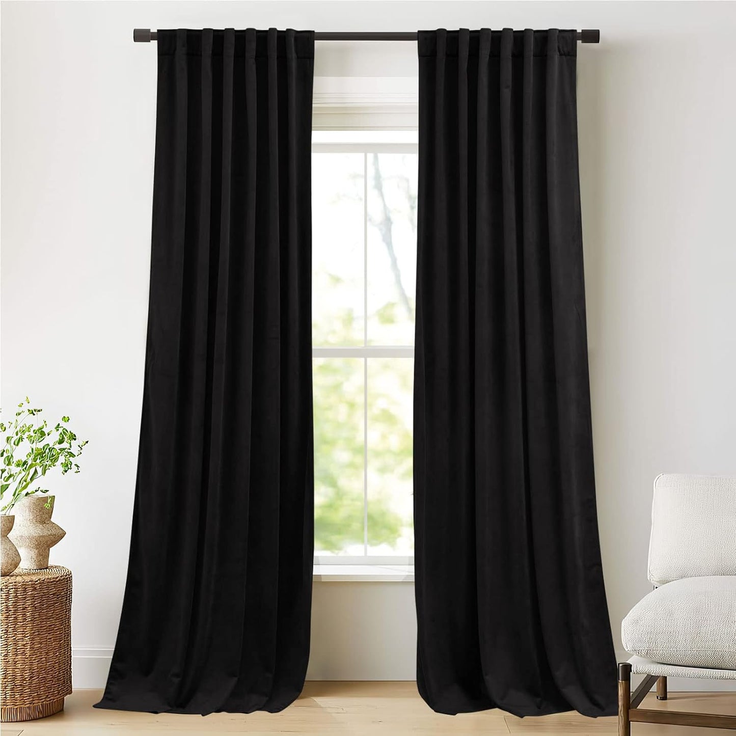 NICETOWN Black Velvet Blackout Curtains - Luxe & Cozy Studymate
