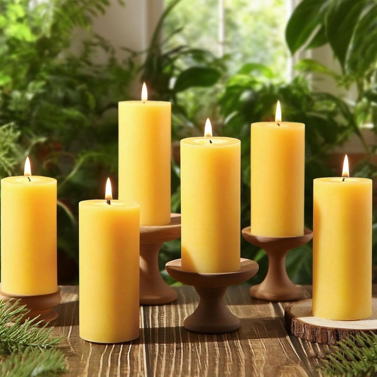 MAKALONE 16 Pack Natural Beeswax Pillar Candles for Home