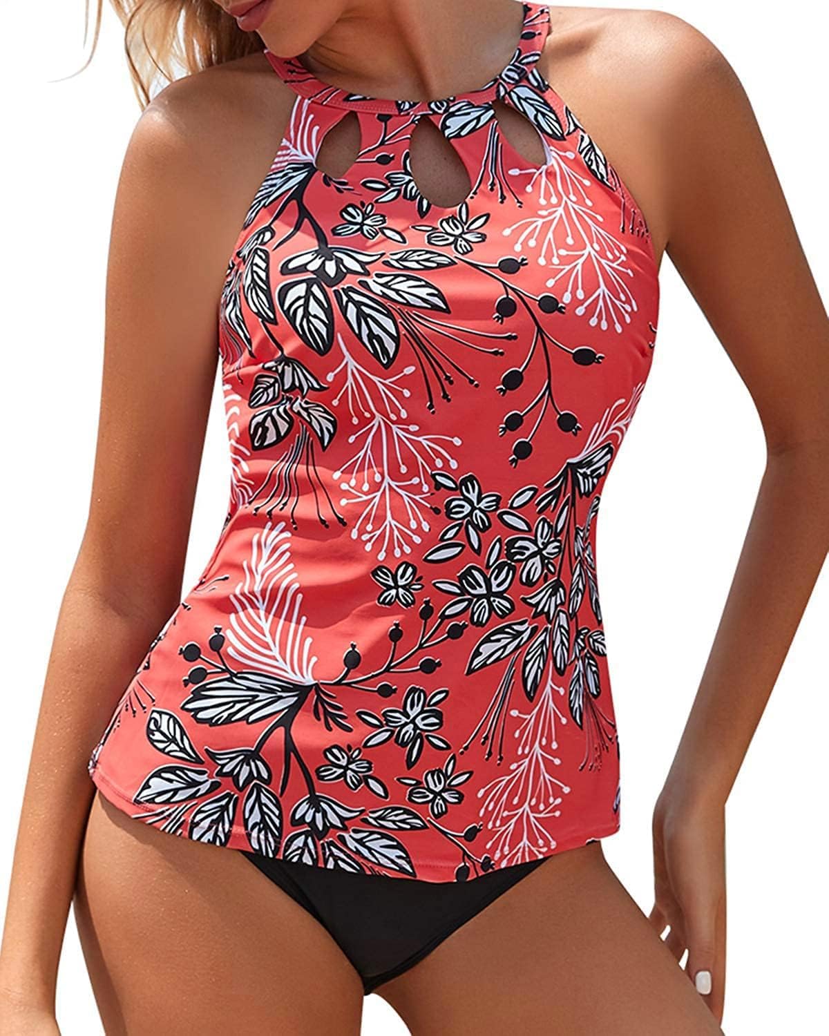 Yonique Two Piece High Neck Tankini Swimsuits for Women