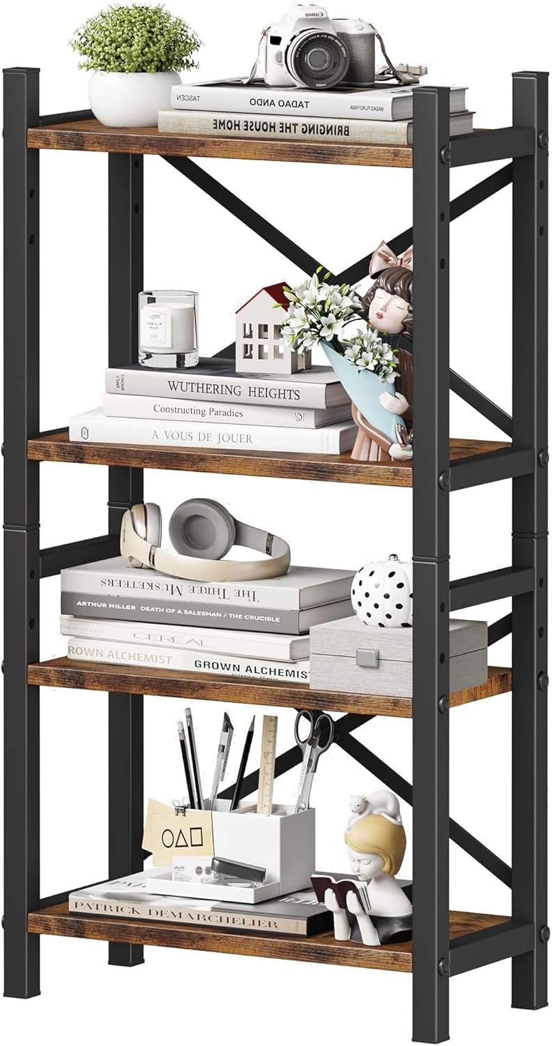 Adjustable 4-Tier Desktop Bookshelf - Rustic Brown