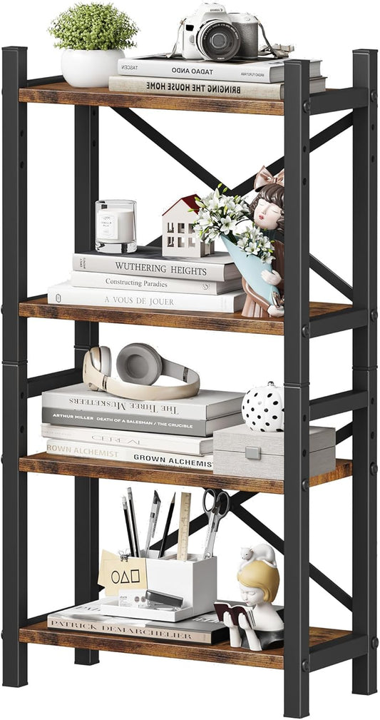 Adjustable 4-Tier Desktop Bookshelf - Rustic Brown