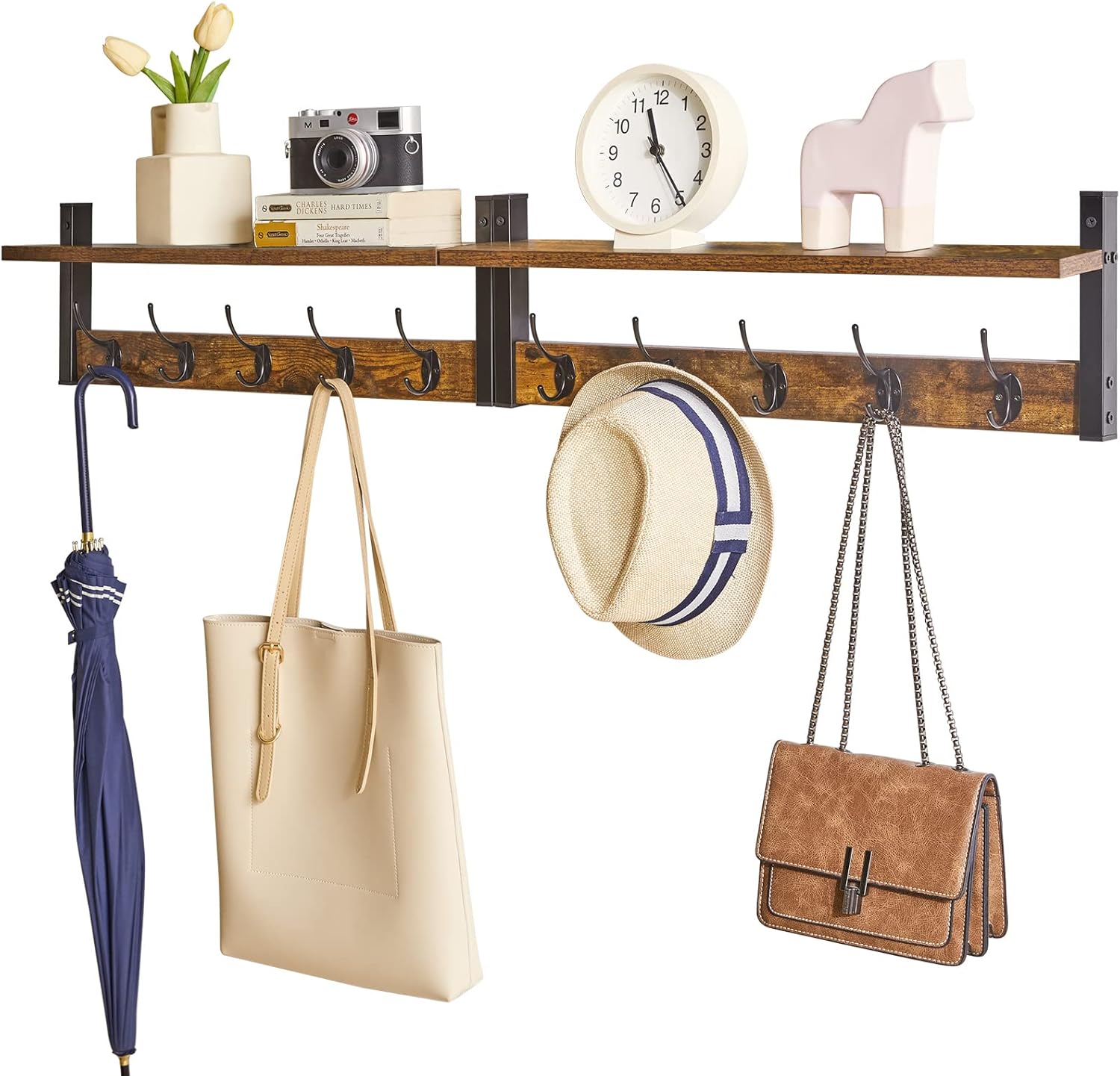YMYNY Coat Rack Wall Mount with Shelf for Stylish Organization