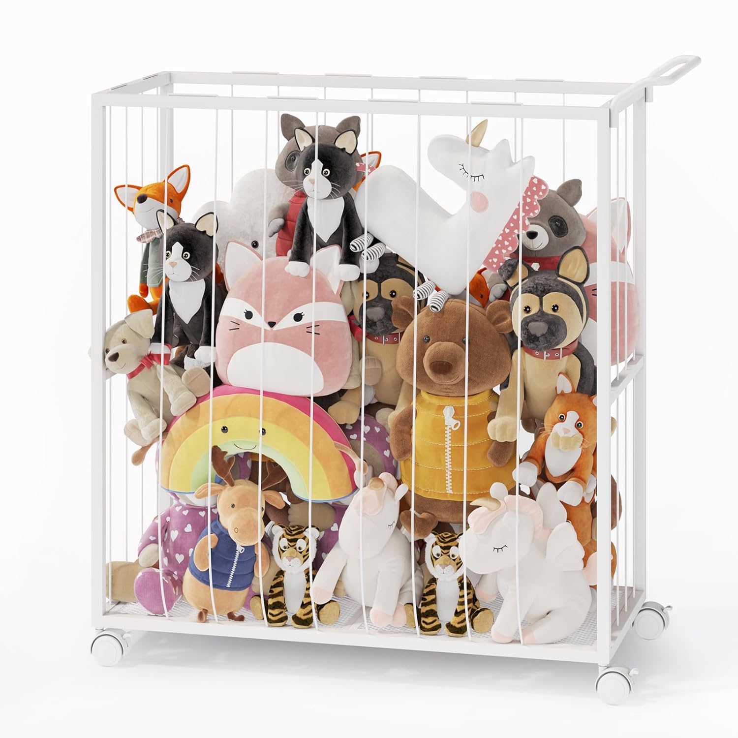 BBLIKE Stuffed Animal Storage Toy Organizer with Wheels and Handle